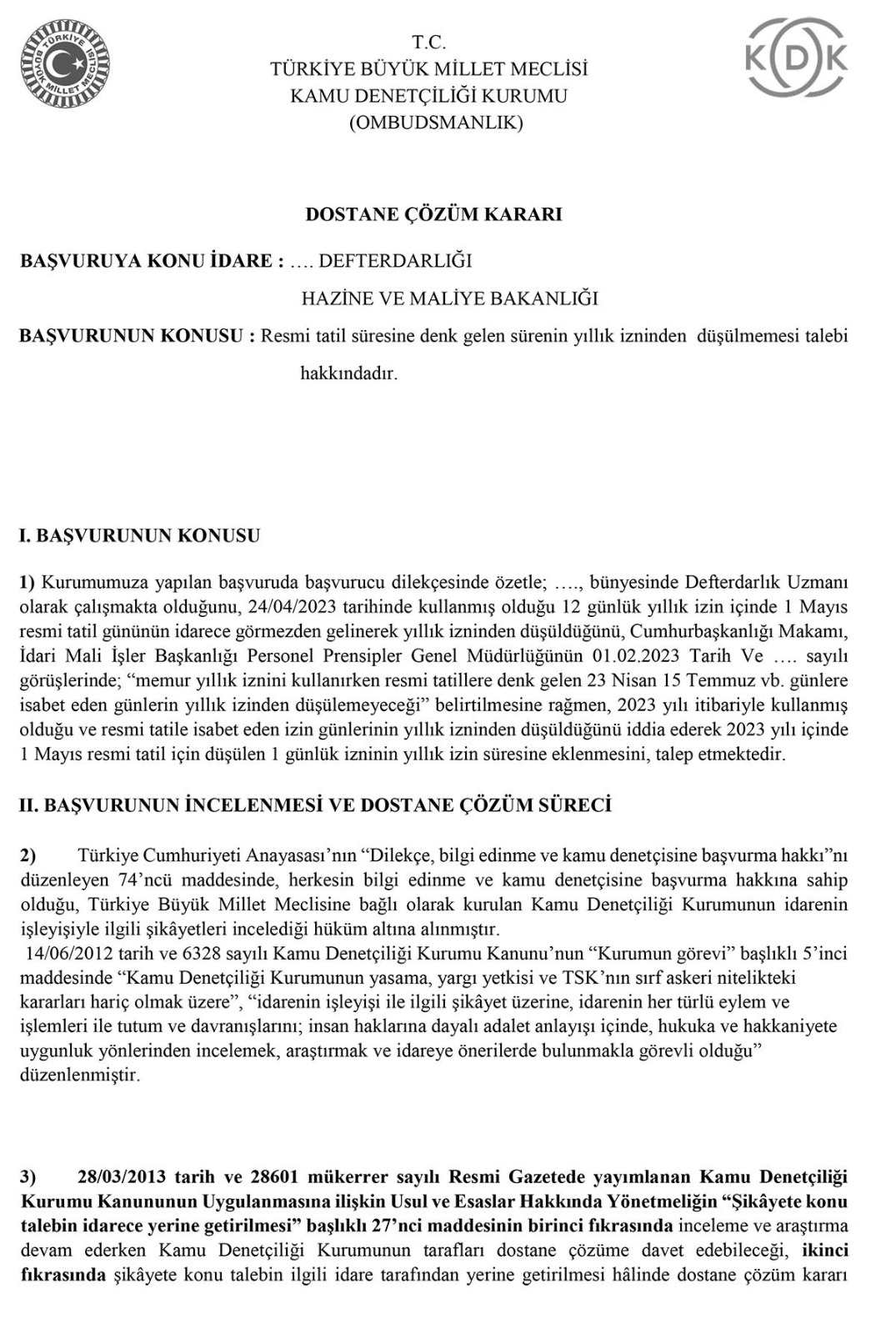 KDK çözüm kararı