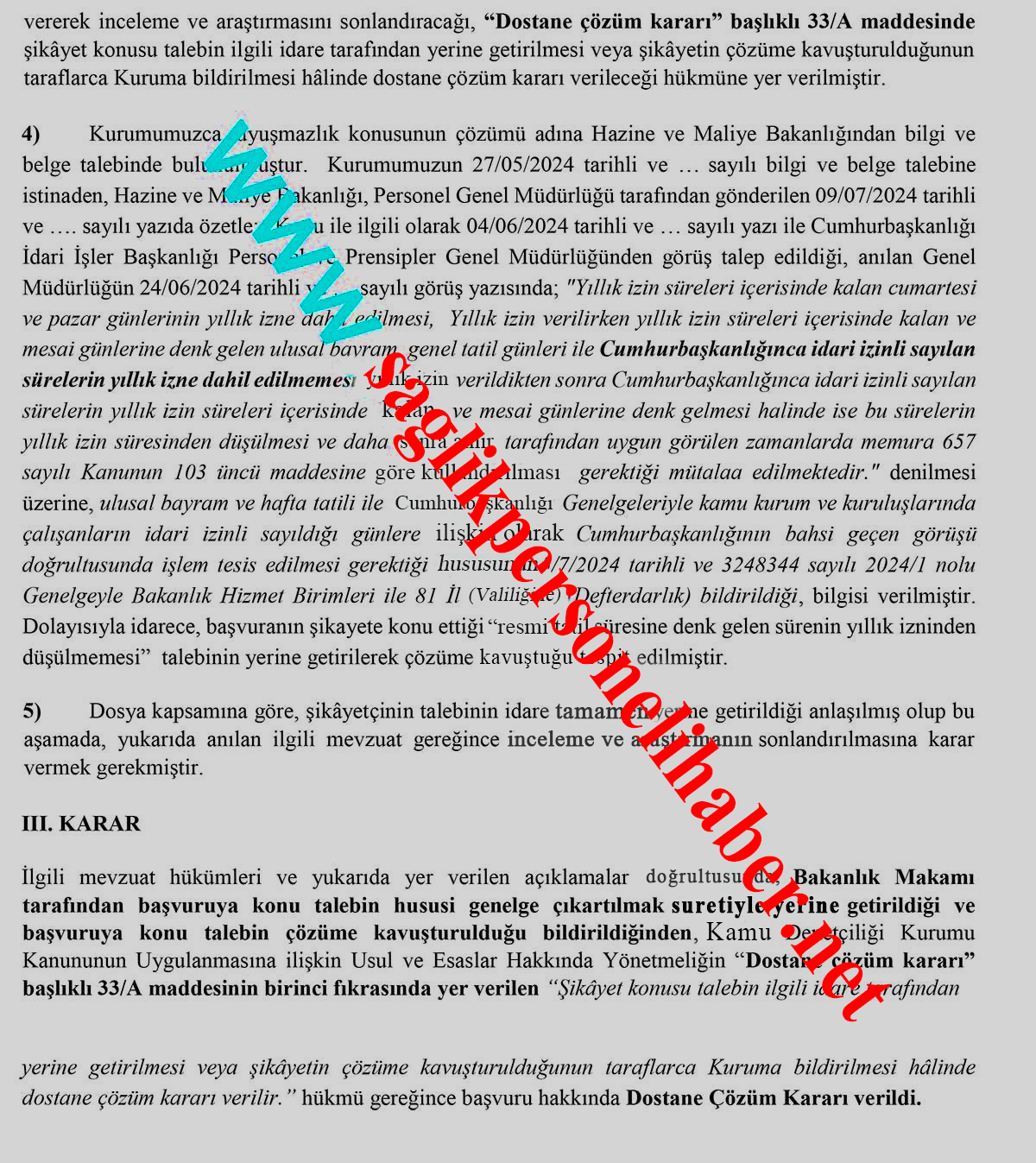 KDK çözüm kararı