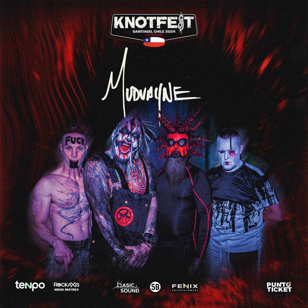 rockaxisoficial's tweet photo. ¡Desata la furia con @mudvayne! 

Esta icónica banda de metal está lista para sacudirte con sus sonidos intensos y energía brutal. 🤘🔥 

@puntoticket @knotfest @tenpocl @knotfestchile

#Rockaxis #KnotFestChile2024 #Knotfest #KnotfestChile #Mudvayne https://t.co/3WZDjxxFEH