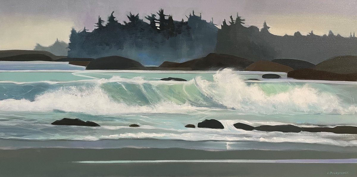 Lorna Dockstader's 'Echoes of Ocean and Mist' was inspired by a misty September walk on Chesterman Beach, where crashing waves and white foam left a lasting impression...

'Echoes of Ocean and Mist' by Lorna Dockstader
Acrylic on canvas, 24 x 48

theavenuegallery.com/artwork/echoes…