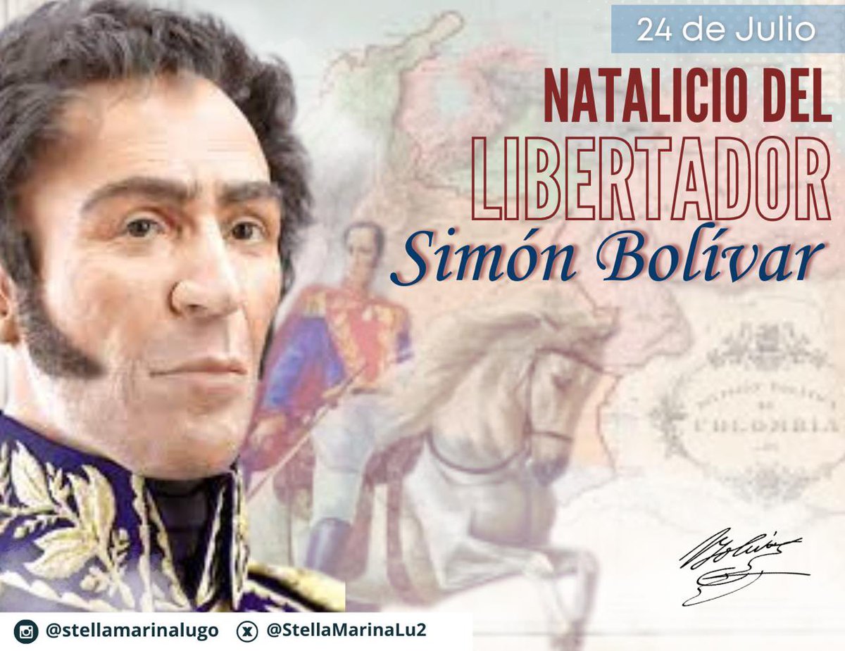 El 24 de julio de 1783, nació en Caracas, Venezuela,  Simón Bolívar, hombre de su que condujo con valentía el destino de la Patria Grande hacia la Libertad. Bolívar, el Libertador, ofrendó su vida para hacernos Libres, Soberanos e Independientes. 241 años después Bolívar