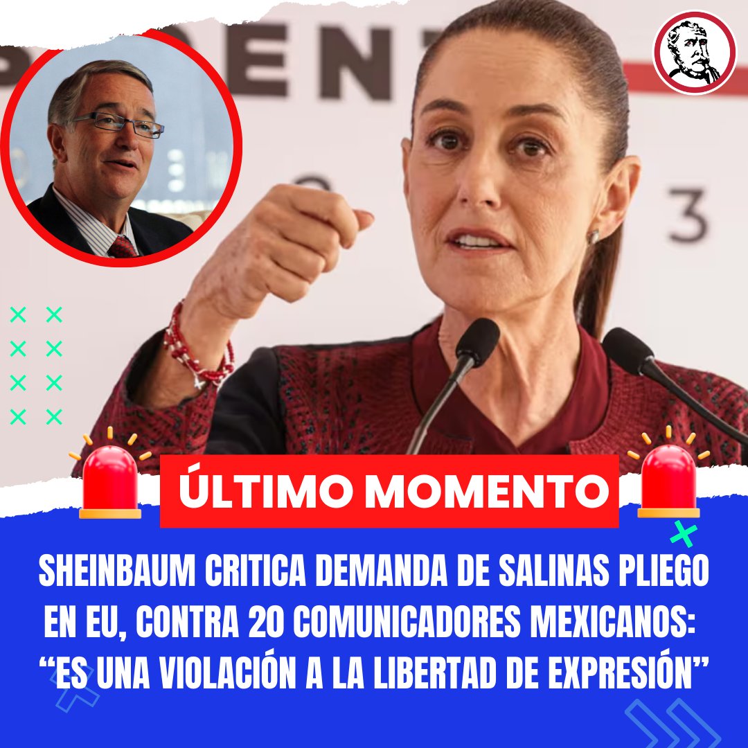 revistapolemon's tweet photo. 🚨#ÚLTIMOMOMENTO La virtual Presidenta Electa de México, @Claudiashein, criticó al deudor fiscal Ricardo Salinas Pliego (@RicardoBSalinas) por tomar acciones legales para que le sean revelados datos personales de al menos 20 periodistas y comunicadores mexicanos independientes.

Durante su conferencia vespertina, Sheinbaum fue cuestionada sobre este caso en el que el empresario ligado a la ultraderecha está promoviendo acciones legales en Estados Unidos para obligar a Google, X y Meta a revelar información personal de 20 periodistas mexicanos. Entre estos se encuentran Jorge Gómez Naredo, cofundador de Polemón, Álvaro Delgado de SinEmbargo, Vicente Serrano, Poncho Gutiérrez, Ignacio Rodríguez, Hans Salazar, entre otros.

Al respecto, la presidenta electa cuestionó la razón por la que el magnate está demandando en Estados Unidos y no en México. Y sentenció que de ser cierto que existen estas acciones legales, serían una violación a la Ley de Datos Personales y a la libertad de expresión.

“Es una violación completa a lo que dice defender, que es la libertad de expresión. Entonces por un lado dices que defiendes la libertad de expresión y por el otro pides los datos personales (…) Y también preguntar, ¿Por qué no lo hace en México? ¿Por qué lo hace en Estados Unidos? Sería una violación a la Ley de datos personales, a la libertad de expresión”, señaló Sheinbaum.

En ese sentido, dijo que ella y su equipo investigarán más al respecto para saber en qué consiste la denuncia presentada por el deudor fiscal. Y en todo caso, si existe dicha denuncia, se estaría en contra de la violación a las garantías individuales.