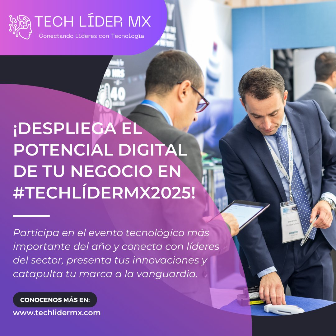 Participar en Tech Líder MX te conecta con C-Levels, aumenta la visibilidad de tu marca, facilita conexiones estratégicas, te mantiene al día con innovaciones y fortalece tu imagen corporativa. ¡No te pierdas esta oportunidad! #TechLíderMX #Innovación #CLevelNetworking