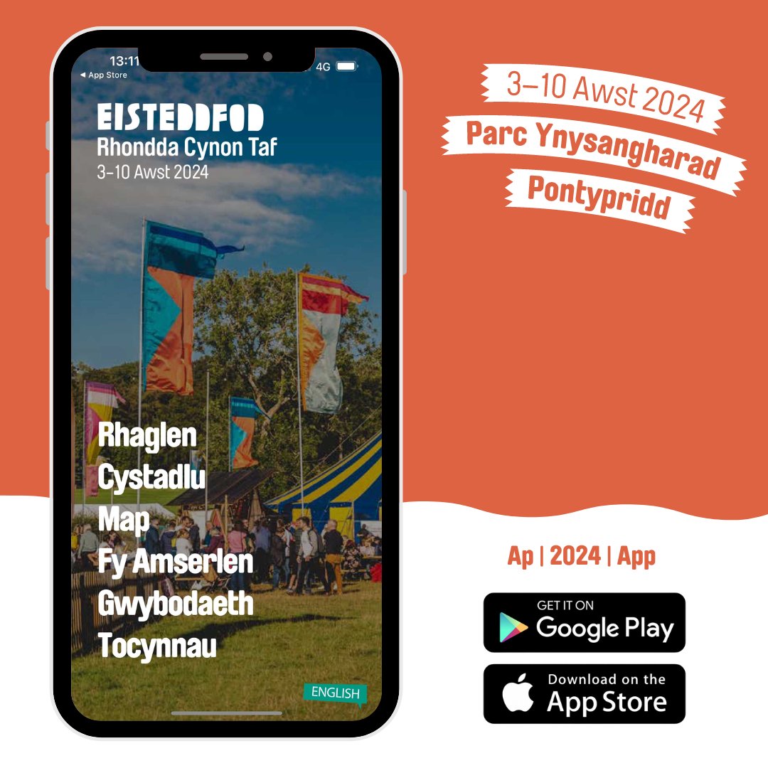 📣 Mae Ap #steddfod2024 yn fyw! 

📲 Ewch i'r Apple neu Google Store i lawr lwytho! 

🤩 Popeth rydych chi angen wybod am yr wythnos ar gael yn eich poced!