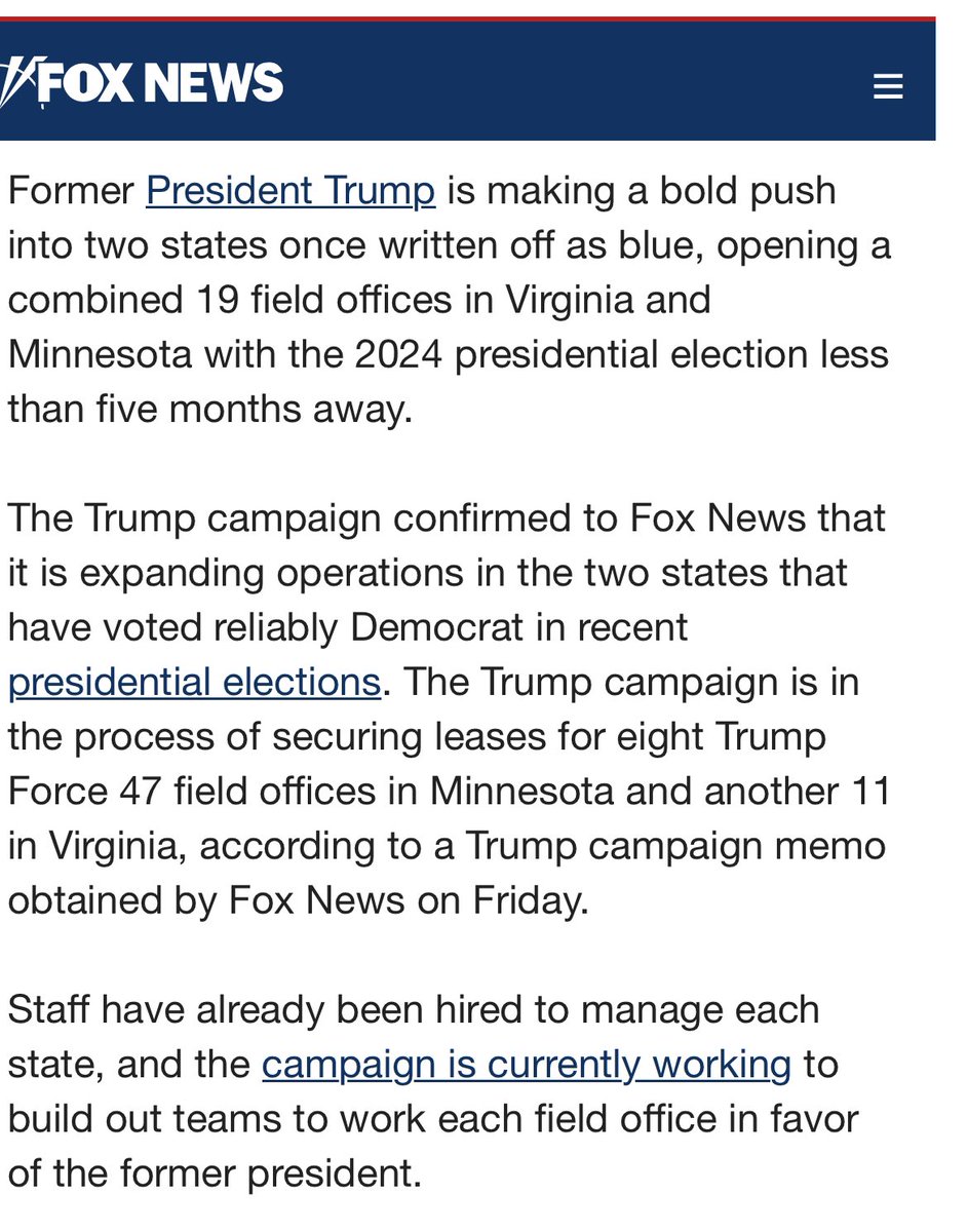 KranJim's tweet image. Not my team, but if those MN &amp;amp; VA leases mentioned in below June article were in fact obtained &amp;amp; this isn’t a vapor announcement it would be impressive ( &amp;amp; if not, then not seeing a path?) Other article is from March. #2024election #2024campaign #groundgame