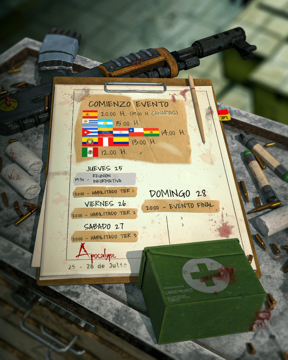 APOCALYPSE_RUST's tweet image. Aquí teneis los horarios de #ApocalypseRust . 

Descansad, pasad tiempo con vuestra familia y amigos, por que a partir de mañana, no veréis la luz del sol en 3 dias...