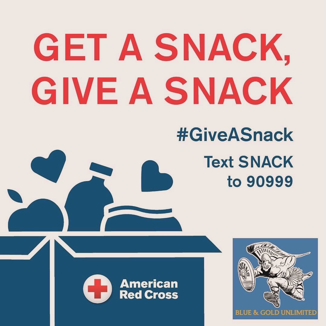 Be a Snack Hero! Visit  redcross.org/donate/snack-c… Please join <a href="/BlueGoldNIL/">Blue & Gold Unlimited</a> to support <a href="/RedCross/">American Red Cross</a>