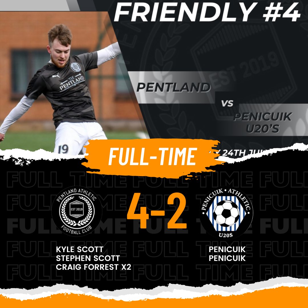 Pentland Athletic FC (@pentlandafc) on Twitter photo FT at Montgomery Park
<a href="/kyzo_/">Kyle Scott</a>
<a href="/StephenScott_/">Stephen Scott</a>
<a href="/craaigforrest/">Craig</a> x2
Good luck to <a href="/PenicuikAthU20/">Penicuik Athletic U20's</a> for the season and thanks for the game 🤝🏼 FT at Montgomery Park
<a href="/kyzo_/">Kyle Scott</a>
<a href="/StephenScott_/">Stephen Scott</a>
<a href="/craaigforrest/">Craig</a> x2
Good luck to <a href="/PenicuikAthU20/">Penicuik Athletic U20's</a> for the season and thanks for the game 🤝🏼