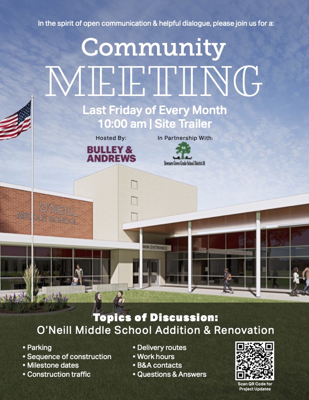 Have questions about construction at Herrick or O'Neill middle schools? Attend  our monthly meeting  on Friday, July 26 at 9 a.m. at Herrick and Friday, July 26 at 10 a.m. at O'Neill. Please see the attached flyers for more information! #dg58pride