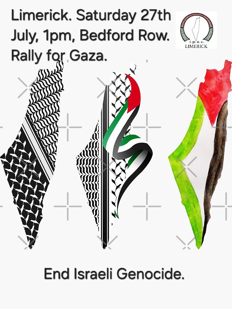 Limerick, we <a href="/ipsc48/">IPSC</a> go again. Apartheid Israel is escalating its mass murder of Palestinians.  And our government has yet to take meaningful action to sanction Israel for its genocidal crimes against the Palestinians. Come out in solidarity. 
#GazaGenocide #FreePalestine