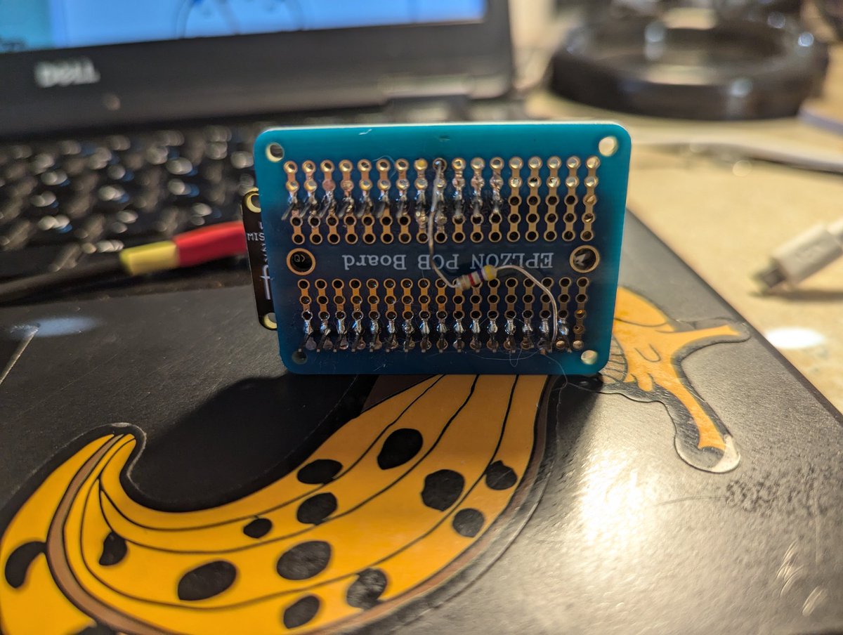 Daliantross's tweet image. #Adafruit Feather M0 Wifi got a longer sensor/probe, improved connections, #OneWire on D13. Pulls data from the sensor (ds18b20), pulls data from #OpenWeather, slings it to #Thingspeak every 2 minutes. 
What should I name this beauty?