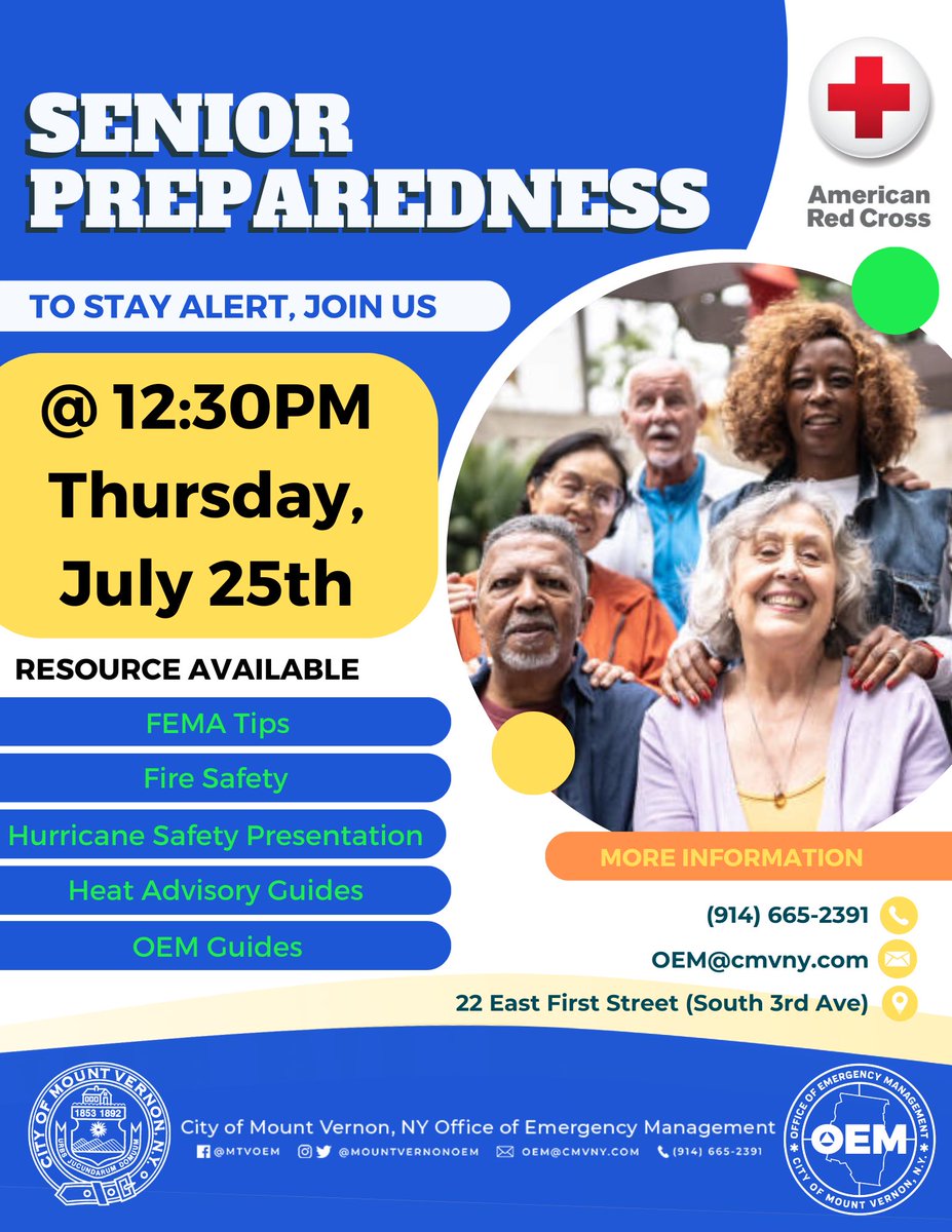 MountVernonOEM's tweet photo. Everyone is welcome, and we encourage you to bring your family and friends. Let's work together to build a safer, stronger Mount Vernon!

See you there! 🛡️✨

CMVNY
Mayor Shawyn Patterson-Howard

#EmergencyPreparedness #CommunityFirst #MountVernonNY https://t.co/KXy0oT93P8
