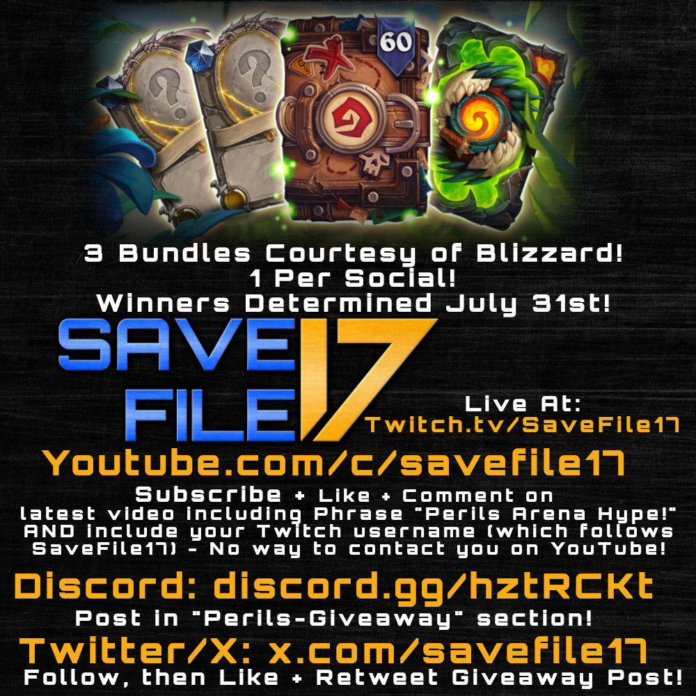 🏆Giveaway!🏆

Perils in Paradise has begun, but there's still a chance to get a 60 Pack Bundle + 2 Random Legendaries + Card Back! Courtesy of <a href="/PlayHearthstone/">Hearthstone</a> via the fantastic <a href="/RidiculousHat/">Ridiculous Hat</a> !

Follow here <a href="/SaveFile17/">Save File 17</a>
👍Like + 🔁Repost this!

Giveaway on YouTube + Discord too!