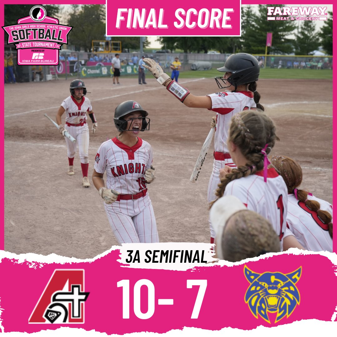 IGHSAU (@ighsau) on Twitter photo Assumption defeats Benton Community to advance to the Class 3A championship game on Friday, July 26 at 2:30pm in the 2024 State Softball Tournament presented by <a href="/IowaFarmBureau/">Iowa Farm Bureau</a>
FINAL SCORE brought to you by @farewaystores
#IGHSAU #IowaGirl #statesoftball Assumption defeats Benton Community to advance to the Class 3A championship game on Friday, July 26 at 2:30pm in the 2024 State Softball Tournament presented by <a href="/IowaFarmBureau/">Iowa Farm Bureau</a>
FINAL SCORE brought to you by @farewaystores
#IGHSAU #IowaGirl #statesoftball
