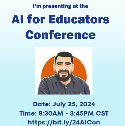 Excited to present "Using AI and Tech to Engage, Enhance, and Expand Learning" at hashtag#TCEA! Explore AI tools reshaping education and supporting diverse learners. Get more information and register at bit.ly/24AICon  #AIinedu