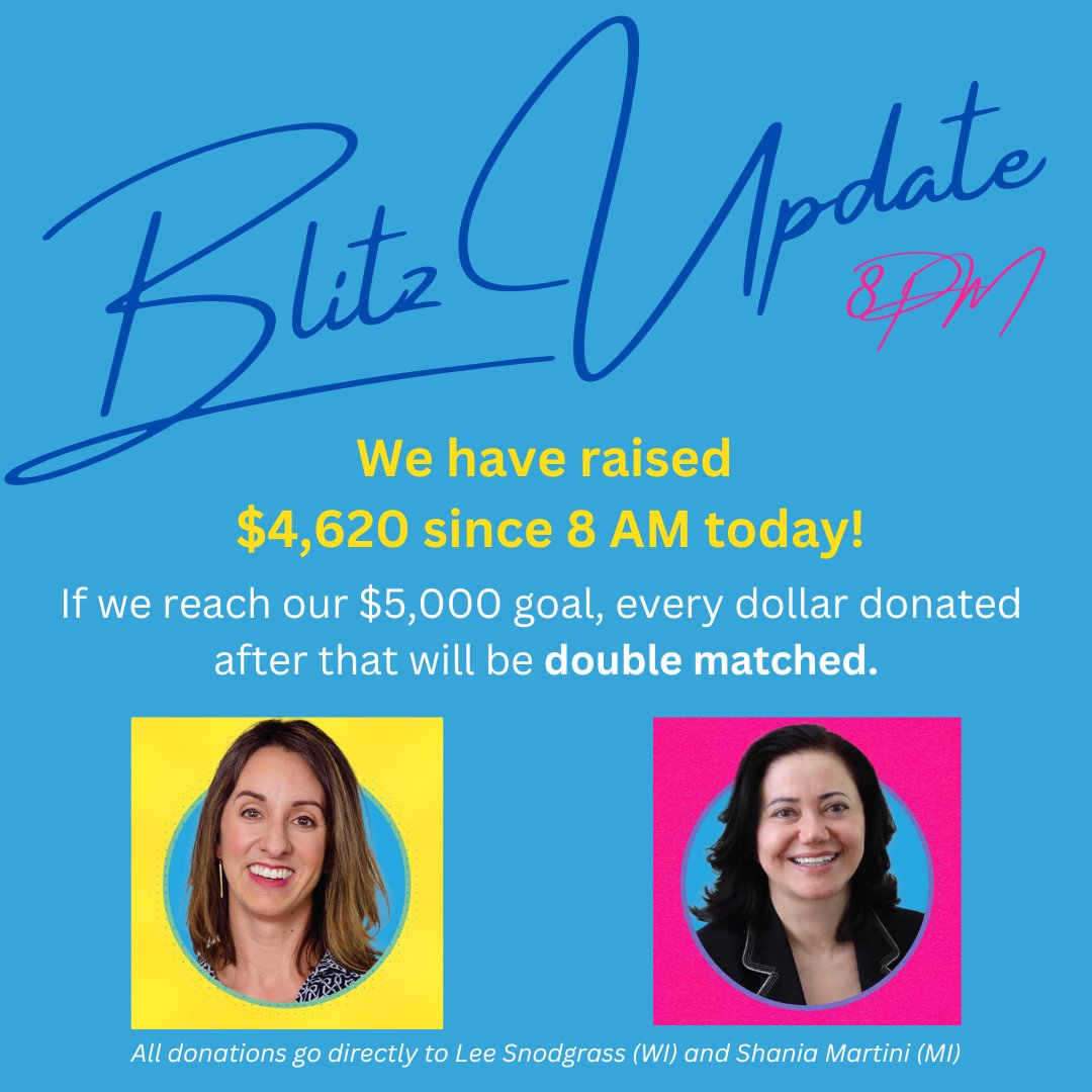 we are so close to hitting our goal! help us reach our dreams of fundraising $5k (with a $5k match!) for our progressive candidates in Wisconsin and Michigan! bit.ly/SDGC2024Blitz