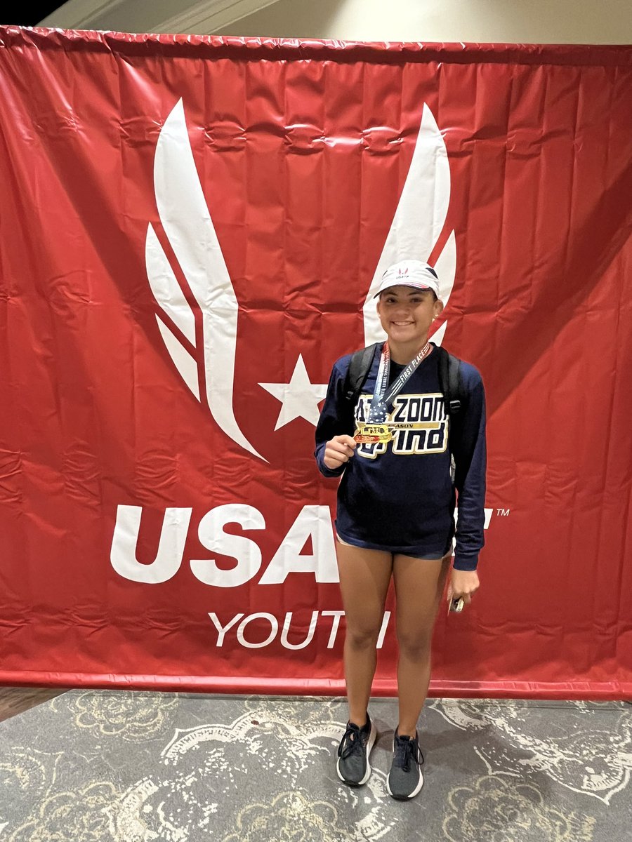 ava_kitchings's tweet photo. USATF Junior Olympic National Champion.  Thank you to my coaches for another great season. 

#atlzoom #longjump https://t.co/cKxeK7xtGq