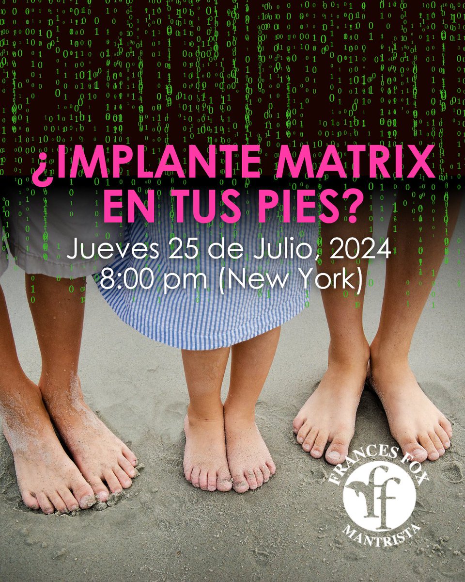 FoxMantrista's tweet image. Frances encontró que tenemos implantes en los pies.
Ella preparó un evento para cortar estos implantes.
Apúnate al evento ¿IMPLANTES EN TUS PIES? Link: lc.cx/WEC7wj

#Recibir #PIES #Implantes #Matrix #Vibra #Movimientomantrista #FrancesFox