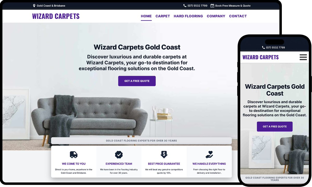 KCWebDesignAU's tweet image. Have a look at the website we created for Wizard Carpets.

👉🏻 kcwebdesign.com.au/client/wizard-…