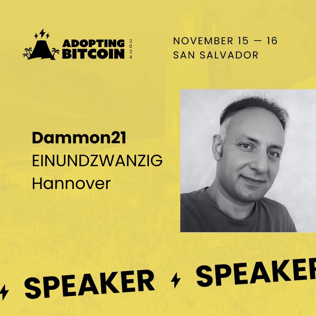 Pleased to announce <a href="/Dammon21/">Dammon21🌋⚡️</a> as a presenter at #AB24! 🌋 

A Control System Engineer and Technical Project Manager by trade, Dammon21 is also a dedicated pleb from EINUNDZWANZIG Hannover (<a href="/EinundzwanzigH/">Einundzwanzig-Hannover</a>) 🇩🇪

With his passion and deep understanding for Bitcoin and self-custody,