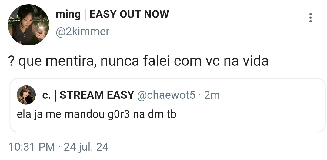 jieunzete's tweet image. mini #2kim au onde...

kim minju é a maior fã e namorada da integrante kim chaewon, do le sserafim. até seu relacionamento se tornar público, ela não lida muito bem com as declarações das fãs de chaewon.