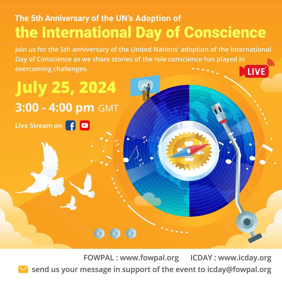 Join us for the 5th anniversary of the United Nations’ adoption of the International Day of Conscience as we share stories of the role conscience has played in overcoming challenges. 
youtube.com/live/FkF7rKNl2…