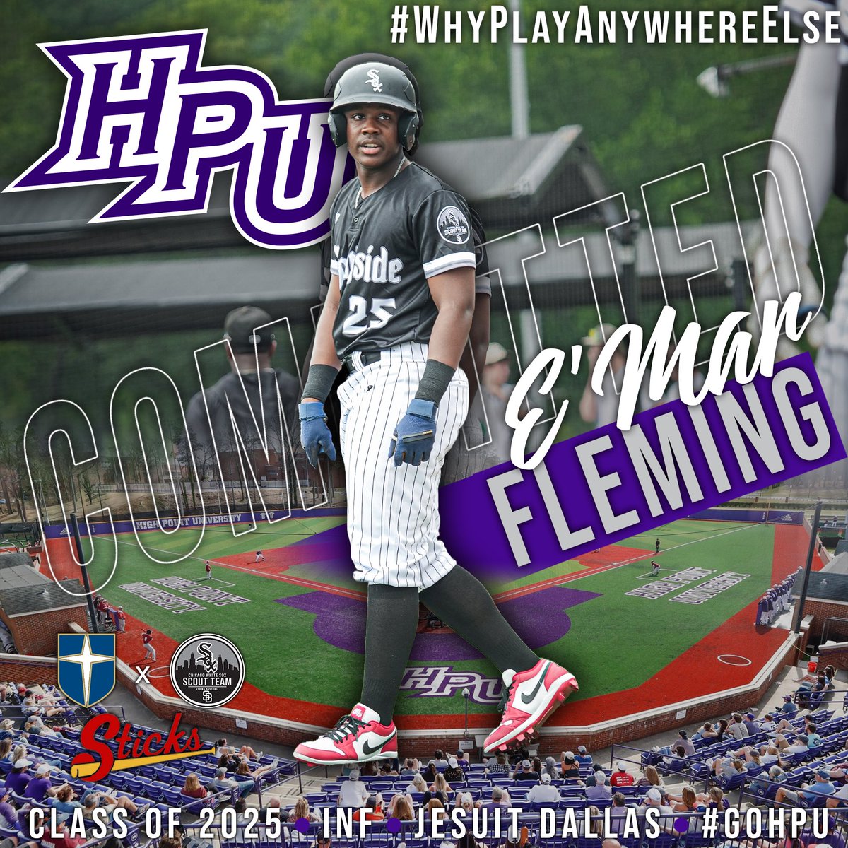 Congratulations to Sticks 2025 INF <a href="/_dubs25/">E'mar “Dubs” Fleming II</a> on committing to <a href="/HPUBaseball/">High Point Baseball</a> 

Dubs has played with the Sticks last two summers, most recently for Sticks 17U National Team Muldoon.

We are very excited for him #Sticks