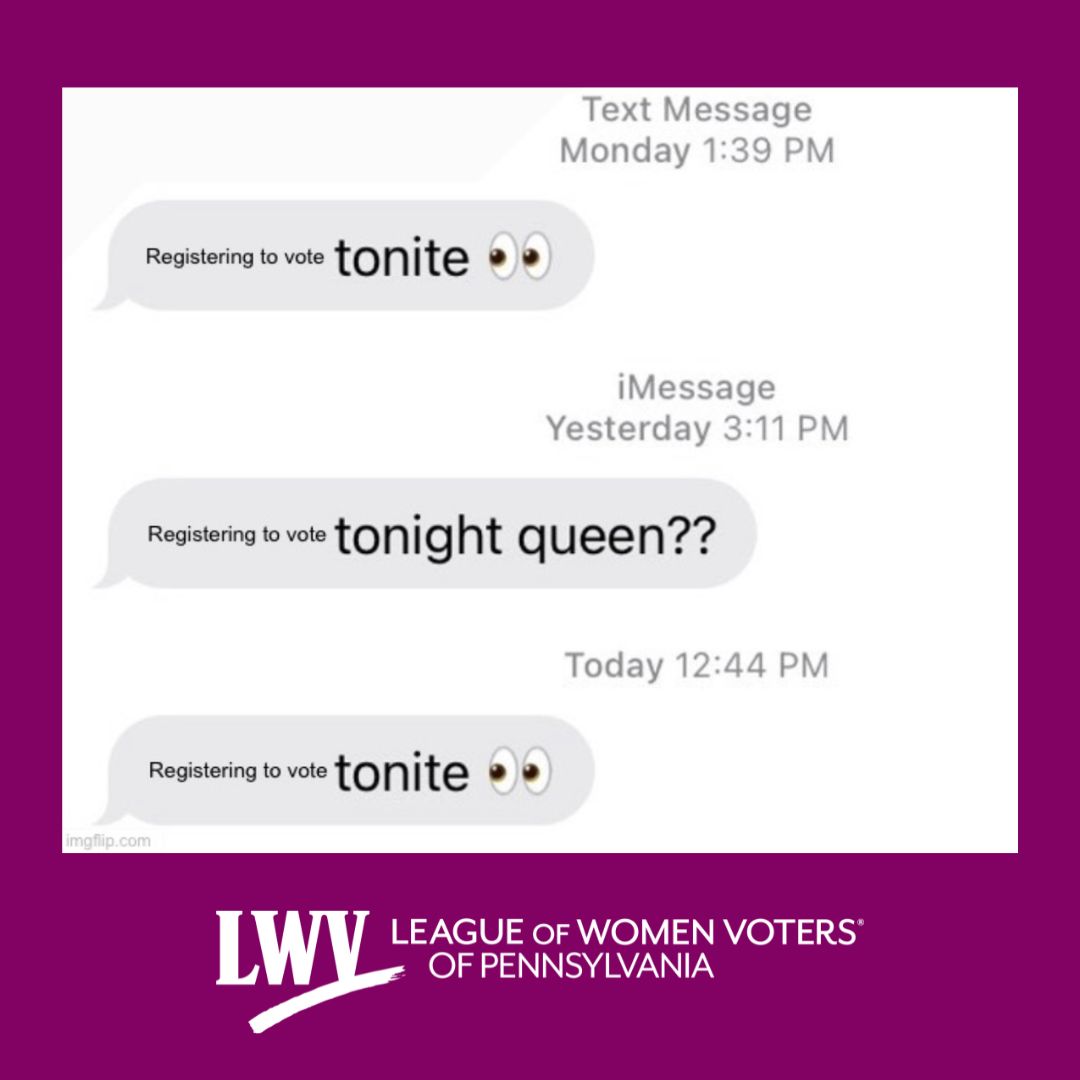 We all have that one friend… (we are that friend 🫣 ). Head to vote411.org/pennsylvania to register today!

#lwvpa #leagueofwomenvotersofpennsylvania #leagueofwomenvoters #lwv #getengaged #democracy #votingrights #registertovote #gotv #votereducation