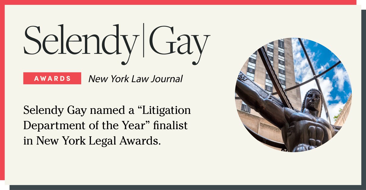 Selendy Gay was named a finalist for “Litigation Department of the Year,” by <a href="/NYLawJournal/">New York Law Journal</a>. selendygay.com/news/awards/20…