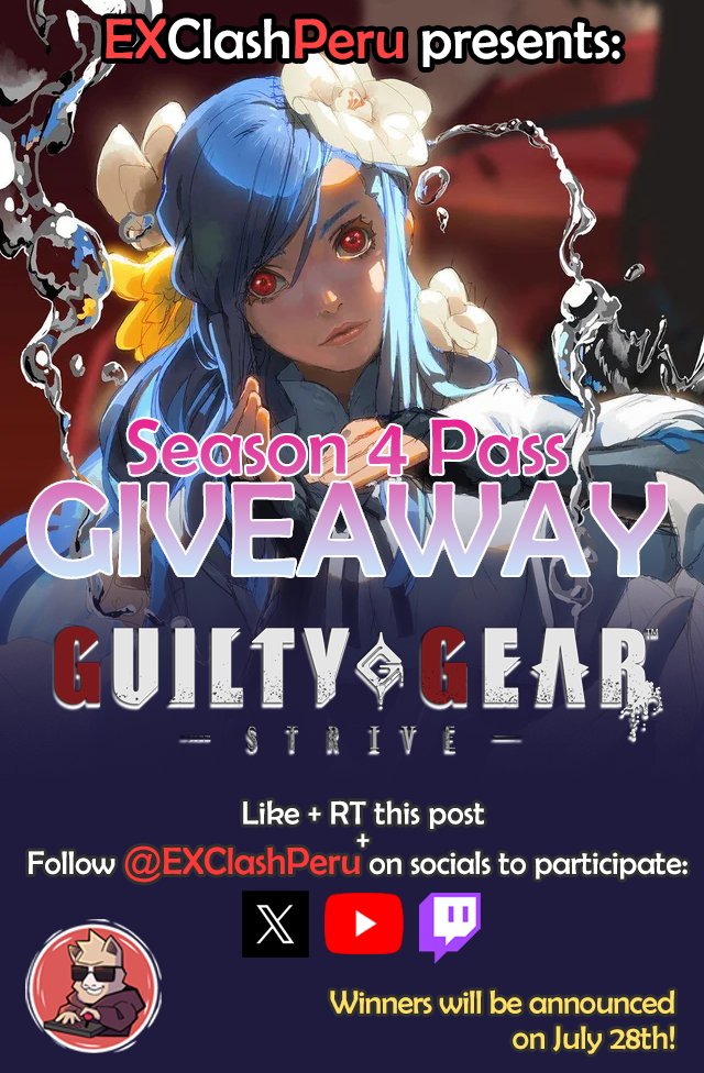 Giveaway time! We saw the excitement all you muffins had for the Season 4 Pass of Guilty Gear Strive after the EVO reveal so we are hosting a giveaway for a lucky winner o/

To participate:
-Like/RT this post
- Follow us on X, Youtube and Twitch
- Optional: post your favorite GG