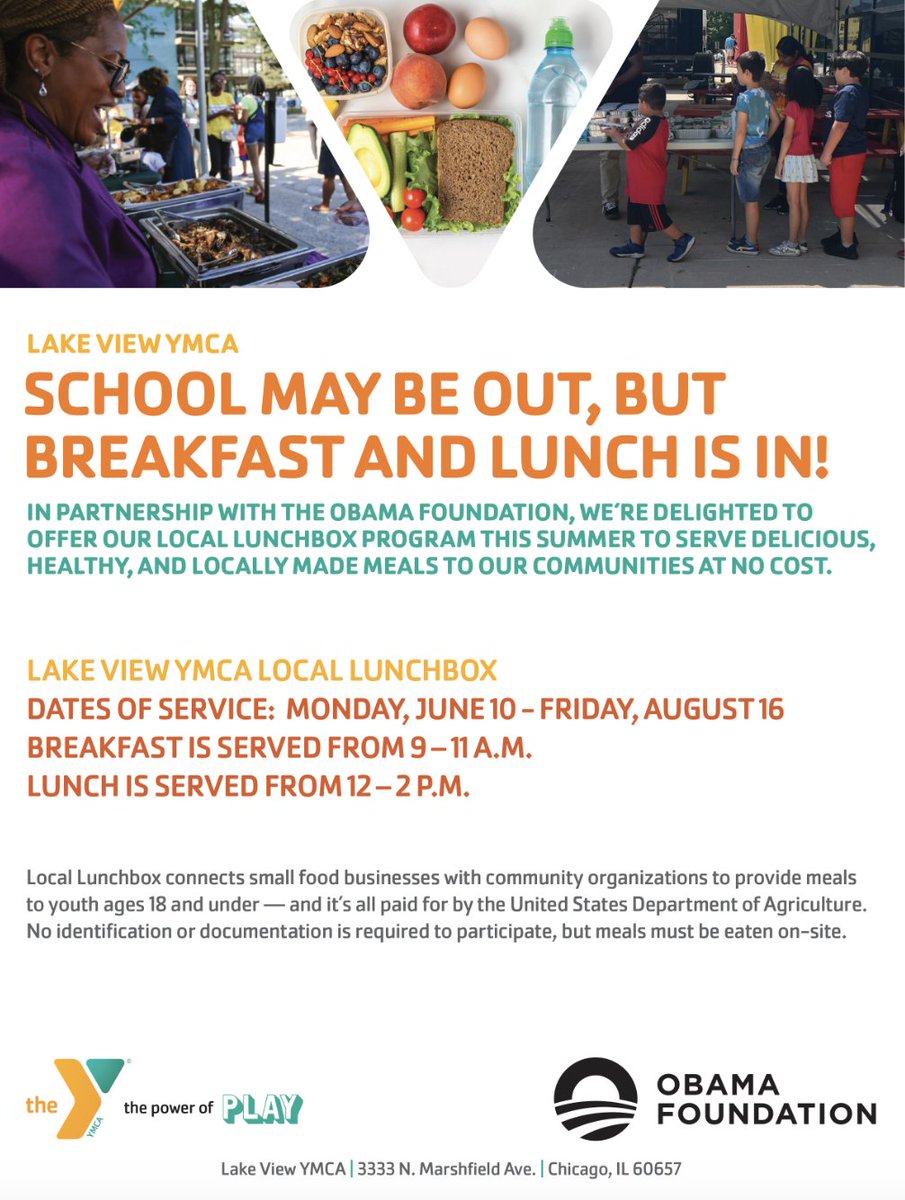 feigenholtz's tweet photo. Throughout the summer, the Lakeview YMCA is offering free breakfast and lunch for youth ages 18 and under. Find meal times and more information here: https://t.co/BtB0bpqWLI https://t.co/UGJeVUB04g