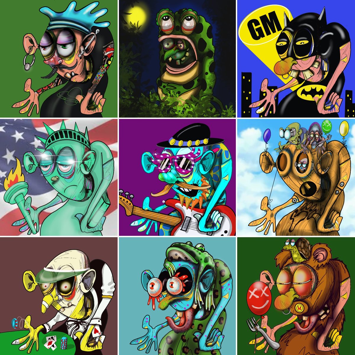 billyzink1's tweet photo. A few pieces of colour work I drew for @TheFugliesNFT #nftcommunity https://t.co/yBL3i834EB