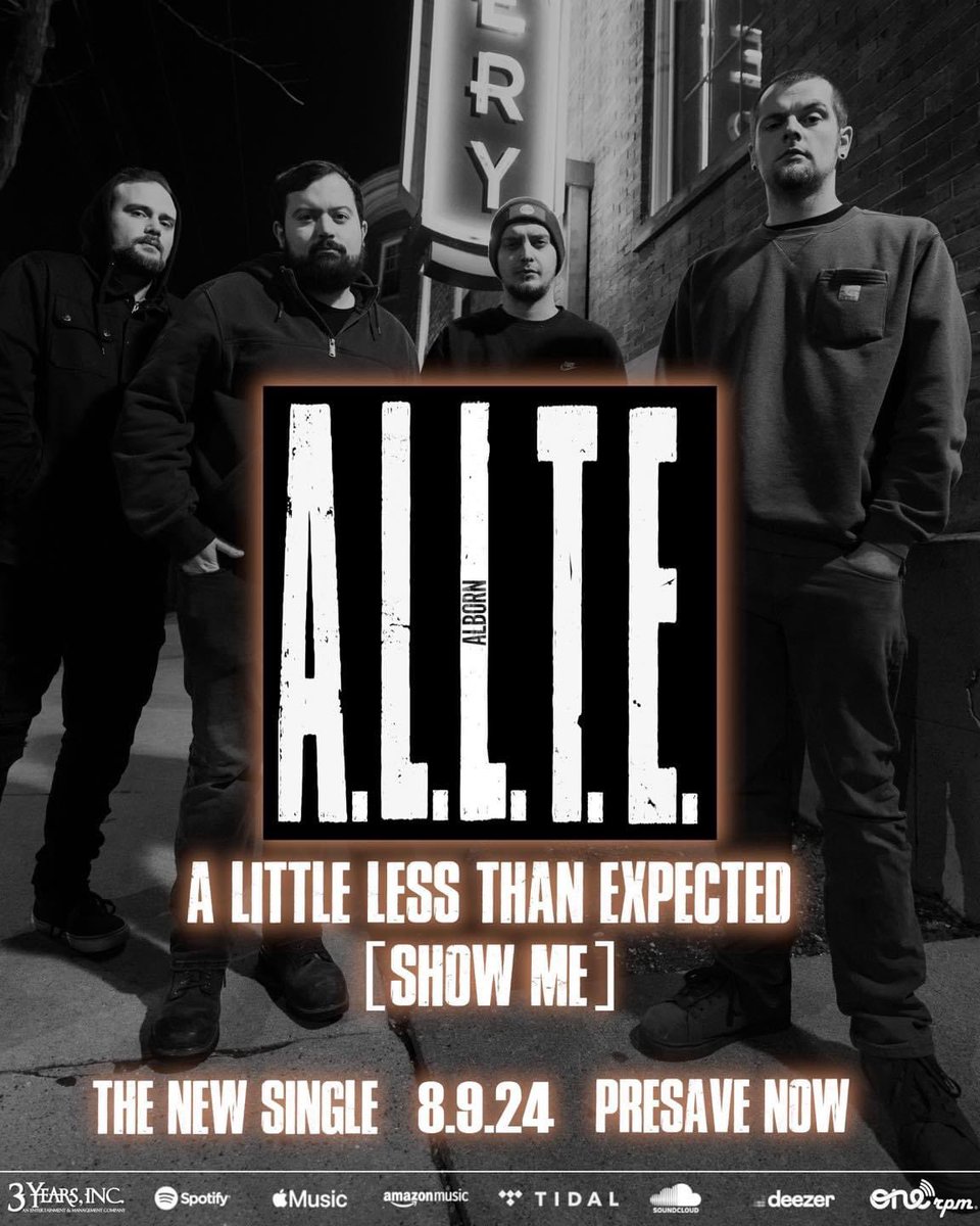 NEW SINGLE COMING 8/9/24🚨

Our new single “A Little Less Than Expected” will be available on all major streaming platforms on Friday, August 9th.

PRESAVE to your platform of choice here: 
onerpm.link/139912246017

3 Years, Inc. | <a href="/ONErpm/">ONErpm</a> 

albornmusic.com