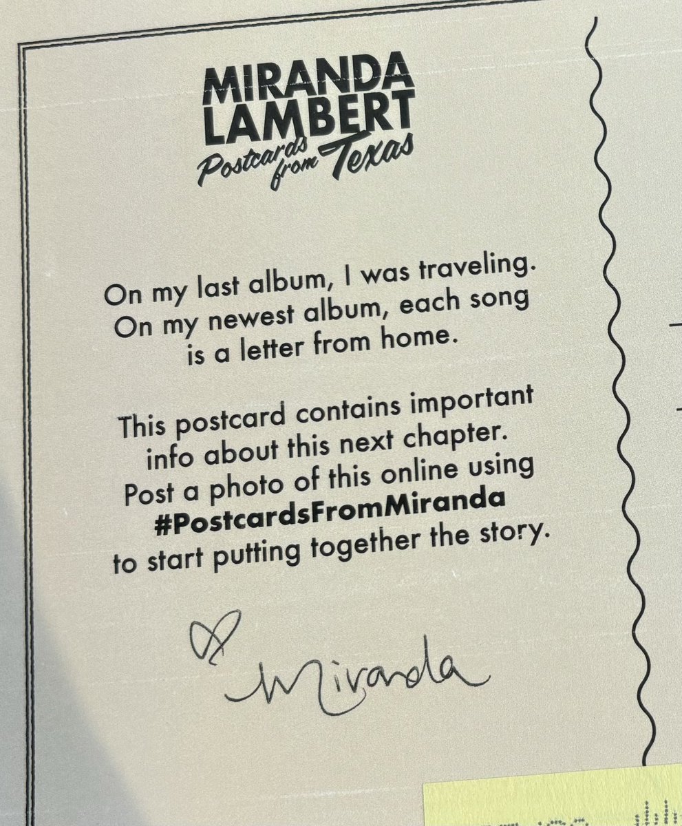 brooke_edds's tweet photo. #PostcardsFromMiranda ! Also got this in the mail from @mirandalambert today ! https://t.co/JzpzB6fvLA