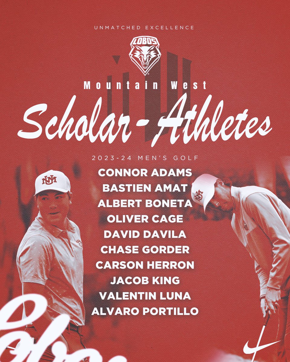UNMLoboMGolf's tweet photo. Proud of these 10 guys who in addition to having a great season on the course, they all had a 3.5 or better in the classroom! #GoLobos https://t.co/OcEVSTHeCl