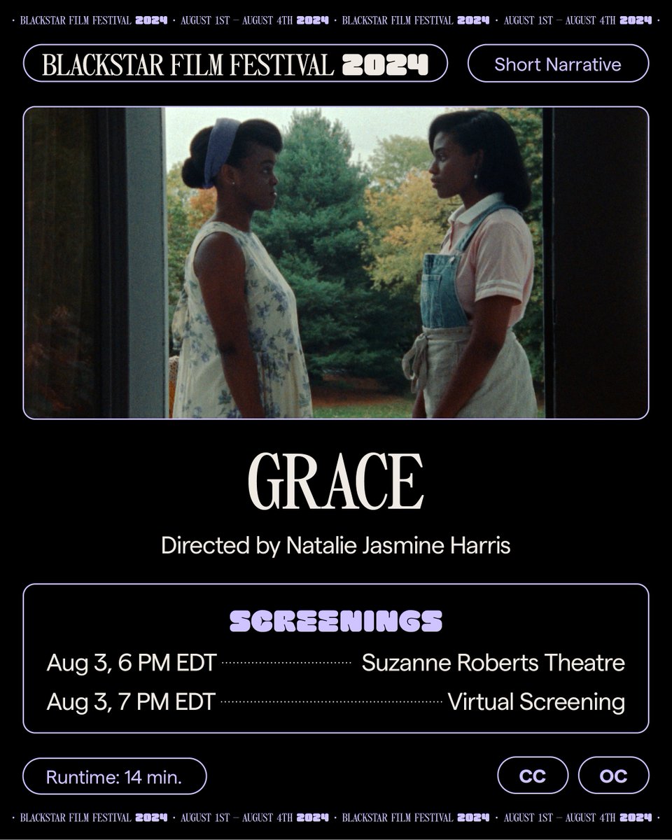 We’re coming to Philly's BlackStar Film Festival! GRACE will screen alongside the feature-length film, INKY PINKY PONKY – THE ODD ONE OUT.

📍Philadelphia, PA
📆 8/3 @ 6PM at The Suzanne Roberts Theatre
💻 Available virtually for beginning 8/3 @ 7PM ET

blackstarfest.org/festival/event…