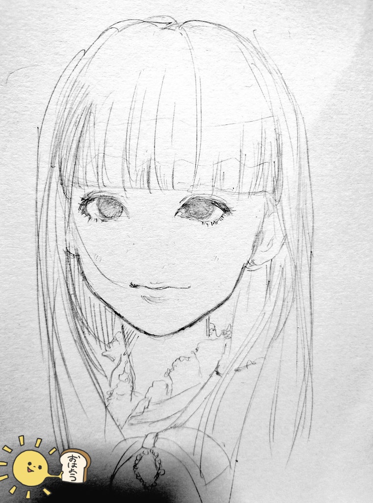 美南星月サンところの美しいドール〝ハオクン〟の表情にキュンときてモデル許可いただき、まずは鉛筆でイラストに_φ(・_・カキカキ 