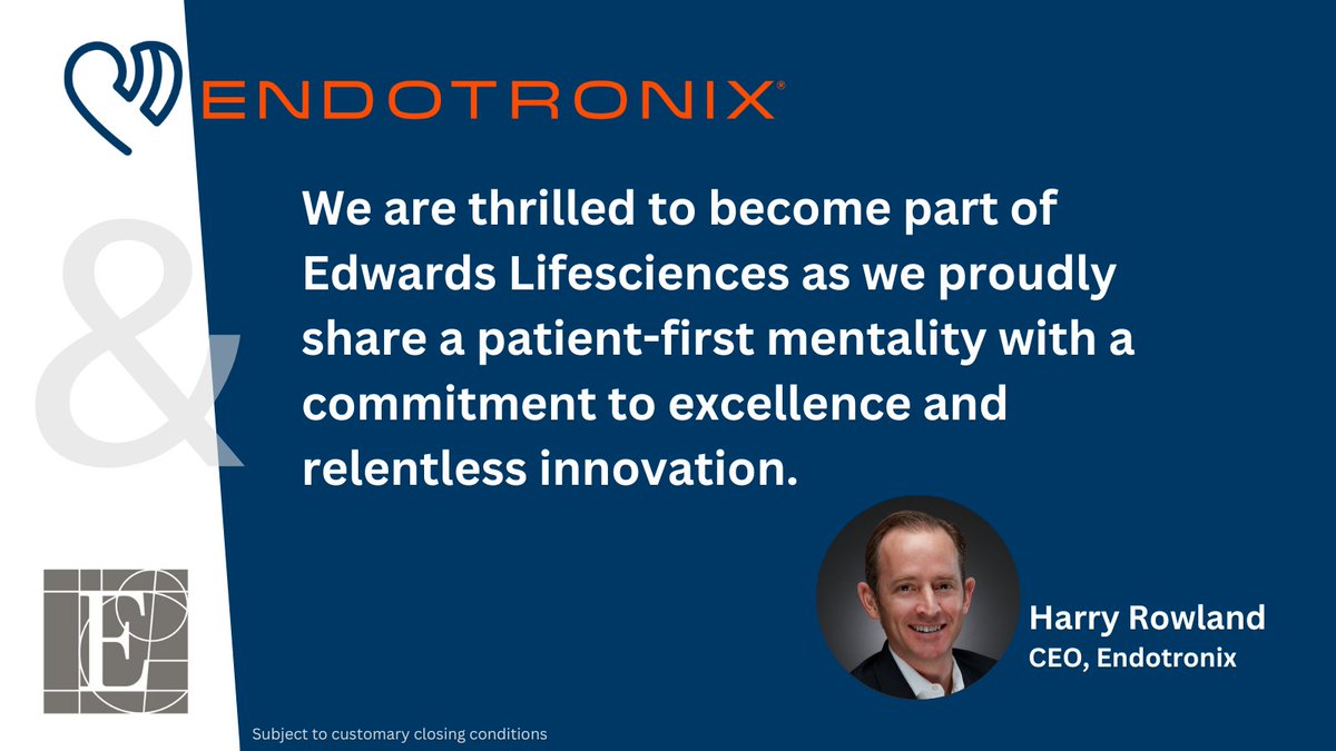 Cordella_HF's tweet photo. We are proud to announce @EdwardsLifesci has agreed to acquire Endotronix. Together we will improve the lives of patients living with #heartfailure.

Edwards will add the #Cordella platform to its comprehensive cardiovascular portfolio. This platform allows use of pulmonary artery (PA) pressure for proactive #HF care, proven to improve patient outcomes.

Learn more about this exciting news: https://t.co/PM5pFPMplq

#medtech #GDMTworks #Cardiotwitter