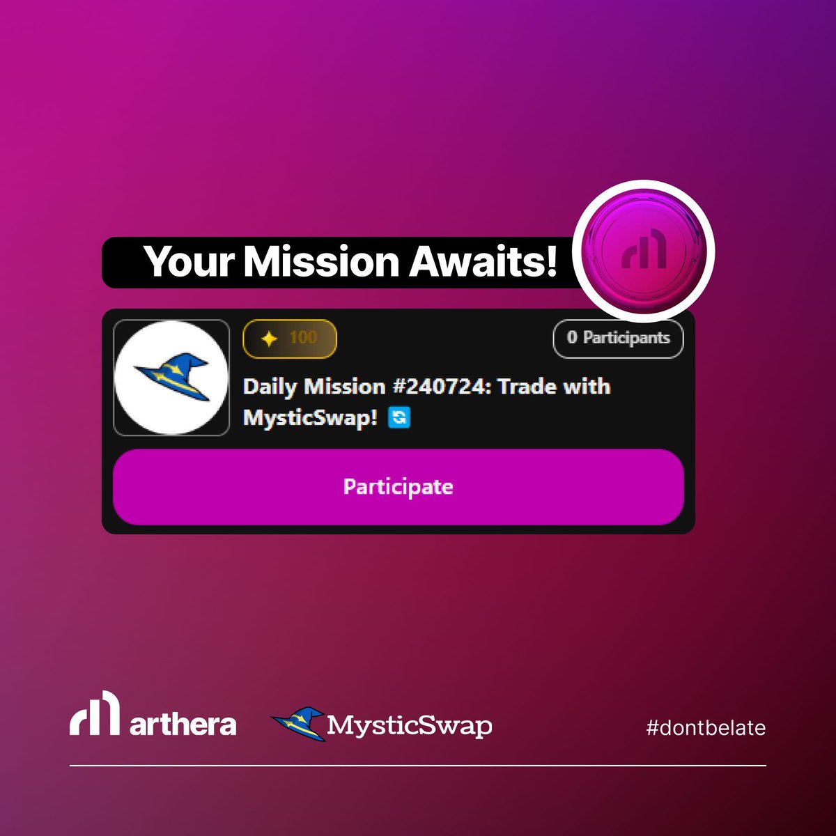 Arthera Chain (@artherachain) on Twitter photo How many $XPAA have you earned on the Arthera Leaderboard?
๐ Dive into the <a href="/MysticSwap/">Mysticswap</a> app to trade your $XPAA!
Now it makes sense, right? Let's make those trades count but first - accomplish the daily mission: quest.arthera.net/quest?&campaigโฆ
๐ #dontbelate How many $XPAA have you earned on the Arthera Leaderboard?
๐ Dive into the <a href="/MysticSwap/">Mysticswap</a> app to trade your $XPAA!
Now it makes sense, right? Let's make those trades count but first - accomplish the daily mission: quest.arthera.net/quest?&campaigโฆ
๐ #dontbelate