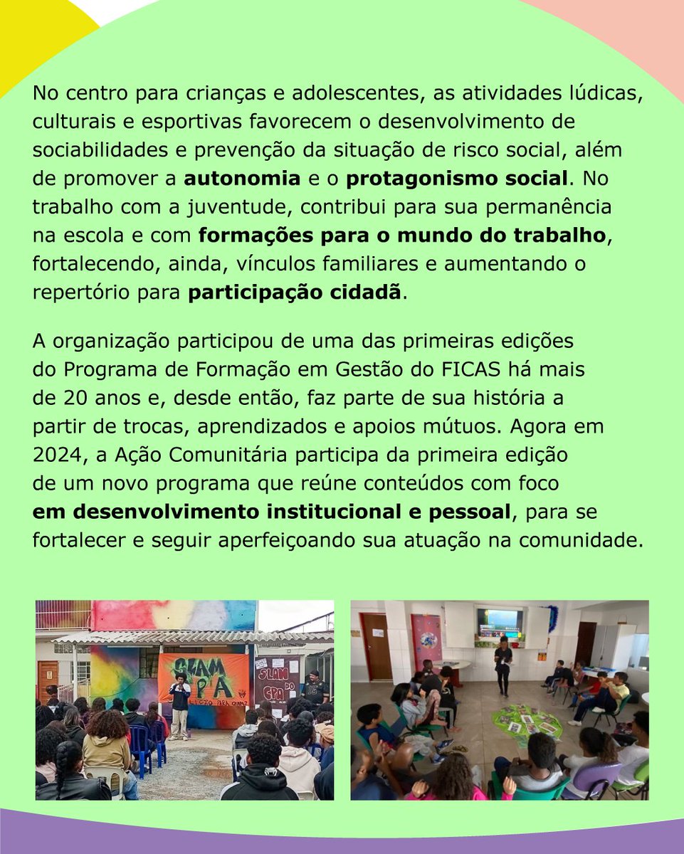 FICAS_SP's tweet photo. #NossaRede Conheça o trabalho com crianças e jovens da Ação Comunitária Paroquial do Jd. Colonial, que contribui para o fortalecimento dos vínculos familiares e comunitários e para a ampliação do exercício da cidadania!  Visite também: https://t.co/NYlsaUK1WM. https://t.co/fgAf8k5aSA