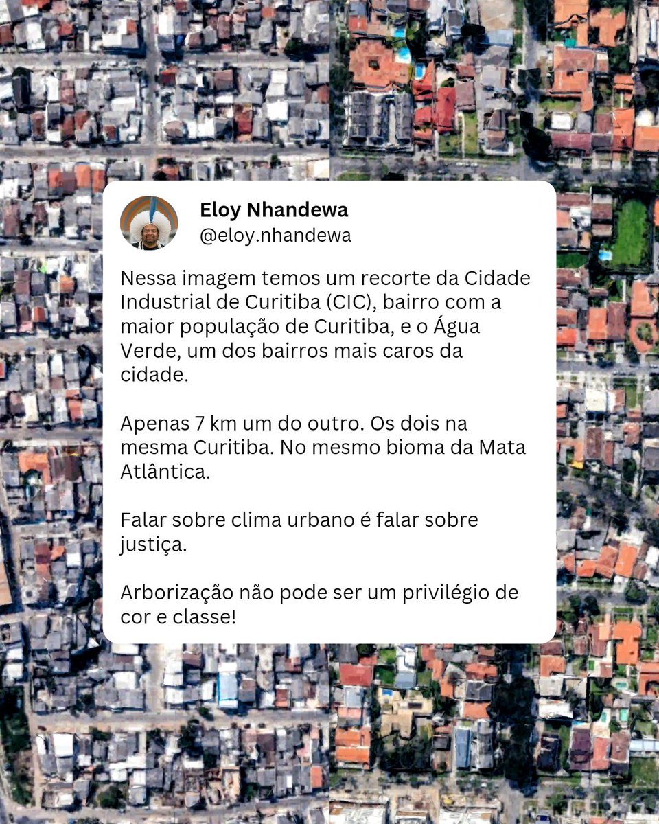 🌱 Falar sobre clima urbano é falar sobre justiça. 🌱

A arborização não deve ser um privilégio restrito por cor ou classe. Todos merecem um ambiente saudável e verde!

#Curitiba #JustiçaUrbana #Arborização #MeioAmbiente