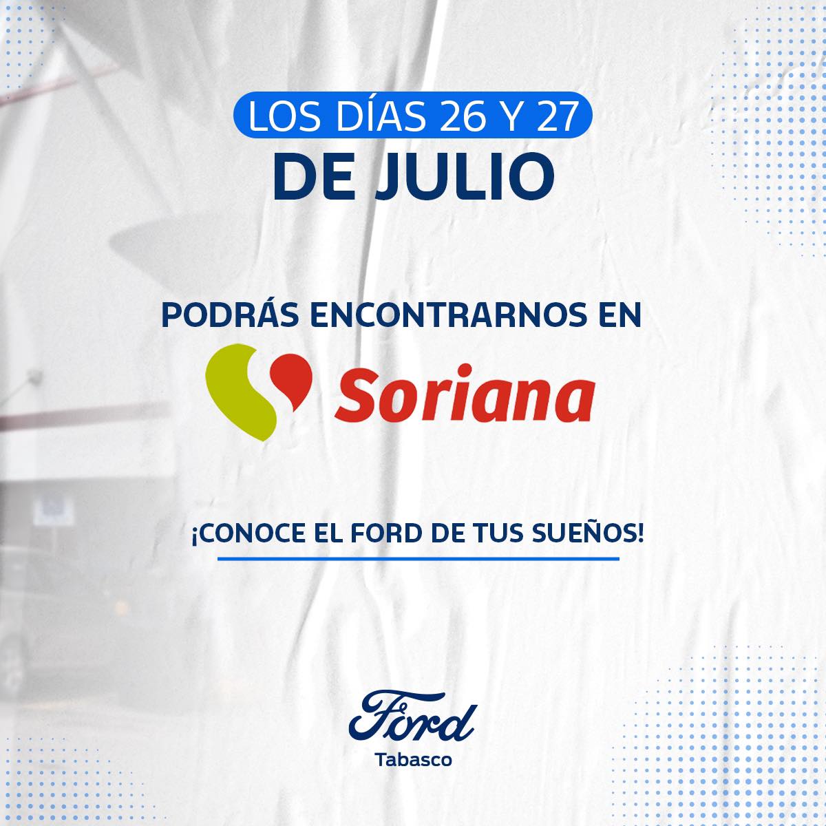 FordTabascoMX's tweet photo. El #Ford ideal, cada vez más cerca de ti! Visítanos este 26 y 27 de julio en Soriana Paraíso 🚗📍

#FordTabasco #FordSUV #ParaísoTabasco https://t.co/vIXagicwK7