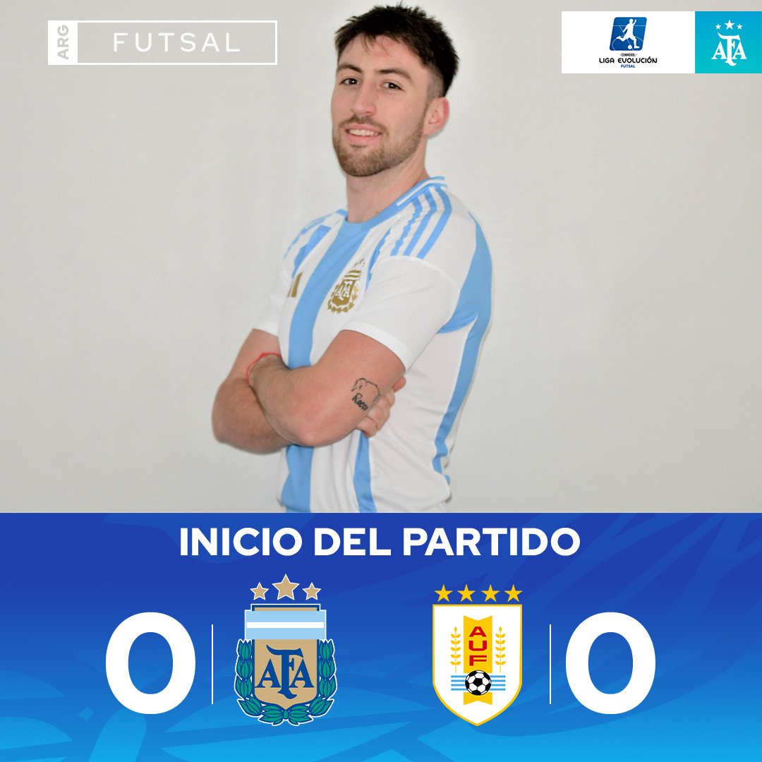 Argentina's tweet photo. 🏆 #LigaEvoluciónFS
🗓 Fecha 1
#Mayor
⚽ #Argentina 🇦🇷 🆚 Uruguay 🇺🇾
⏱ ¡Inicia el partido!
🏟 Polideportivo Municipal de Los Ángeles 🇨🇱
📺 https://t.co/GvdOGbfnbW

📝 https://t.co/Z0F9UsTnCx https://t.co/ZT9g4GUvpl