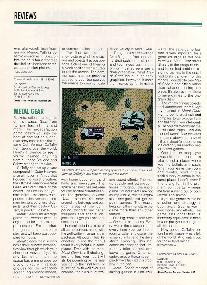 american80s's tweet photo. Metal Gear is so old it was released for the Commodore 64. And here’s a review in Compute! magazine to prove it. 🐍
#MetalGear #C64 #RetroComputers #Comodore64 #HideoKojima #RetroGaming https://t.co/mnFKybUC34