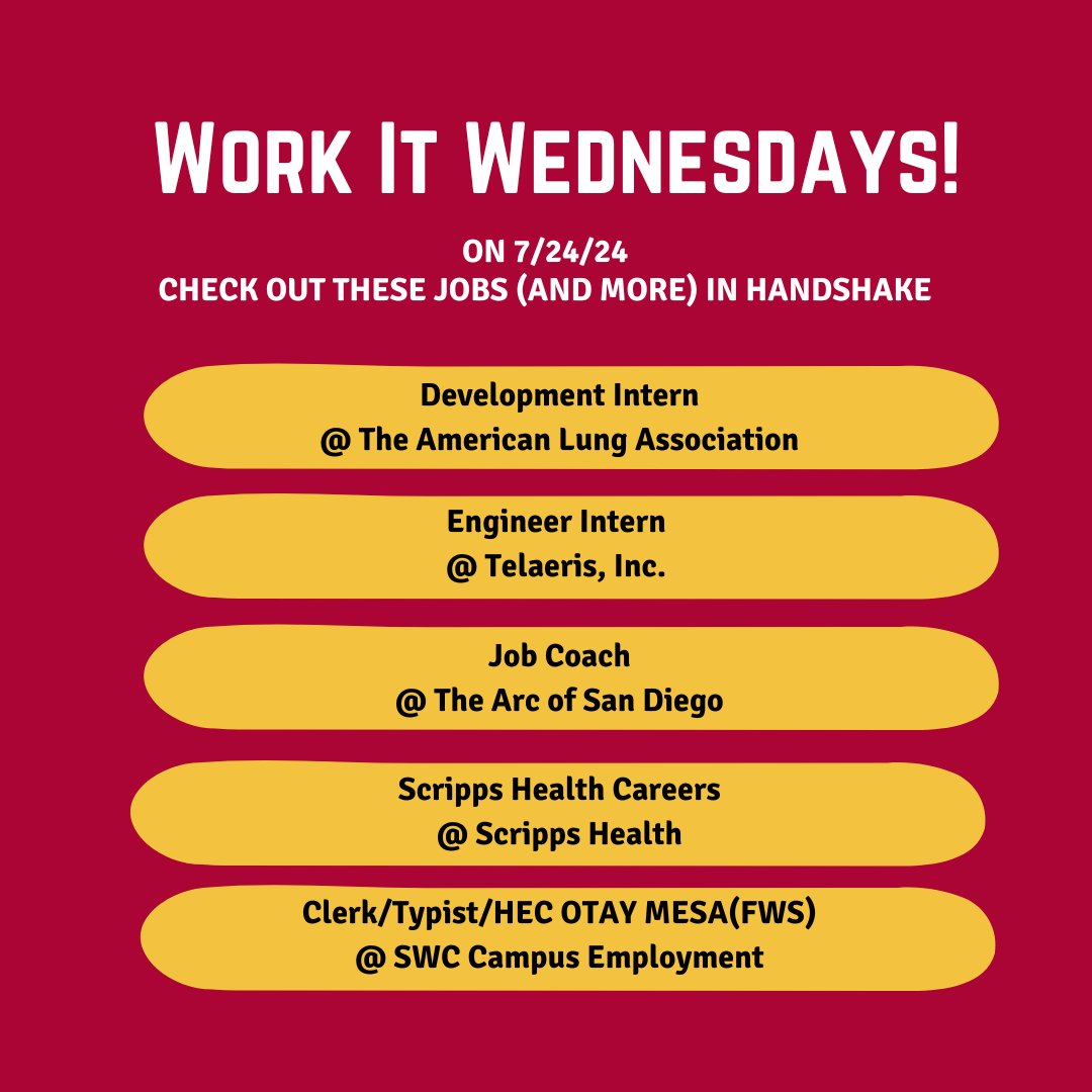 For those preparing for the fall, here are some job and internship opportunities on Handshake! The link will be in the bio.