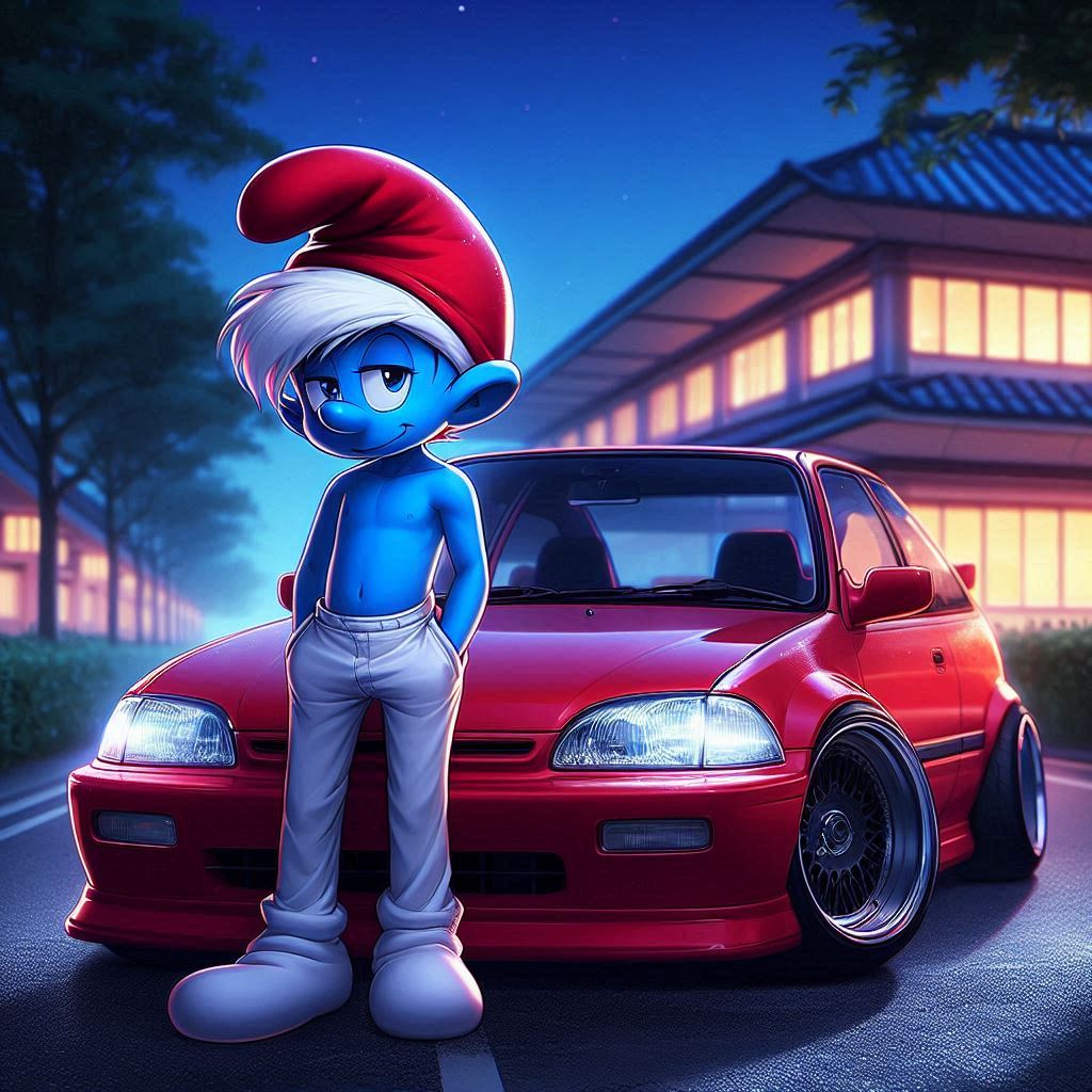 Mark79362694146's tweet photo. #smurfette #anahungary #sprock #smurfsvillage #anastaciamusic #smurfhappiness #schtroumpf #smurfs #papasmurf #art #artist #artwork #drawing #painting #Japan #japanese
Car Jockey Smurf Honda Civic SiR-II (EG6 https://t.co/NwaJ3x64wi