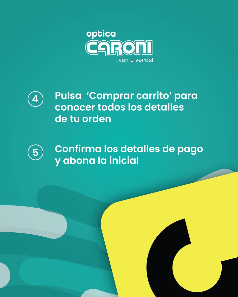 ¡Compra tus lentes con #Cashea! Lleva tu modelo favorito en cuotas y sin intereses siguiendo estos simples pasos