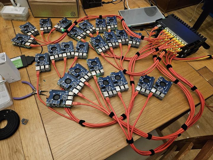 24 Nodes, 96 cores, 192GB RAM, around 6TB of object storage (24 x 256GB NVME's). 3 storage zones. All powered by <a href="/mikrotik_com/">MikroTik</a> 3x RB5009. And, its fast as a greased goose.