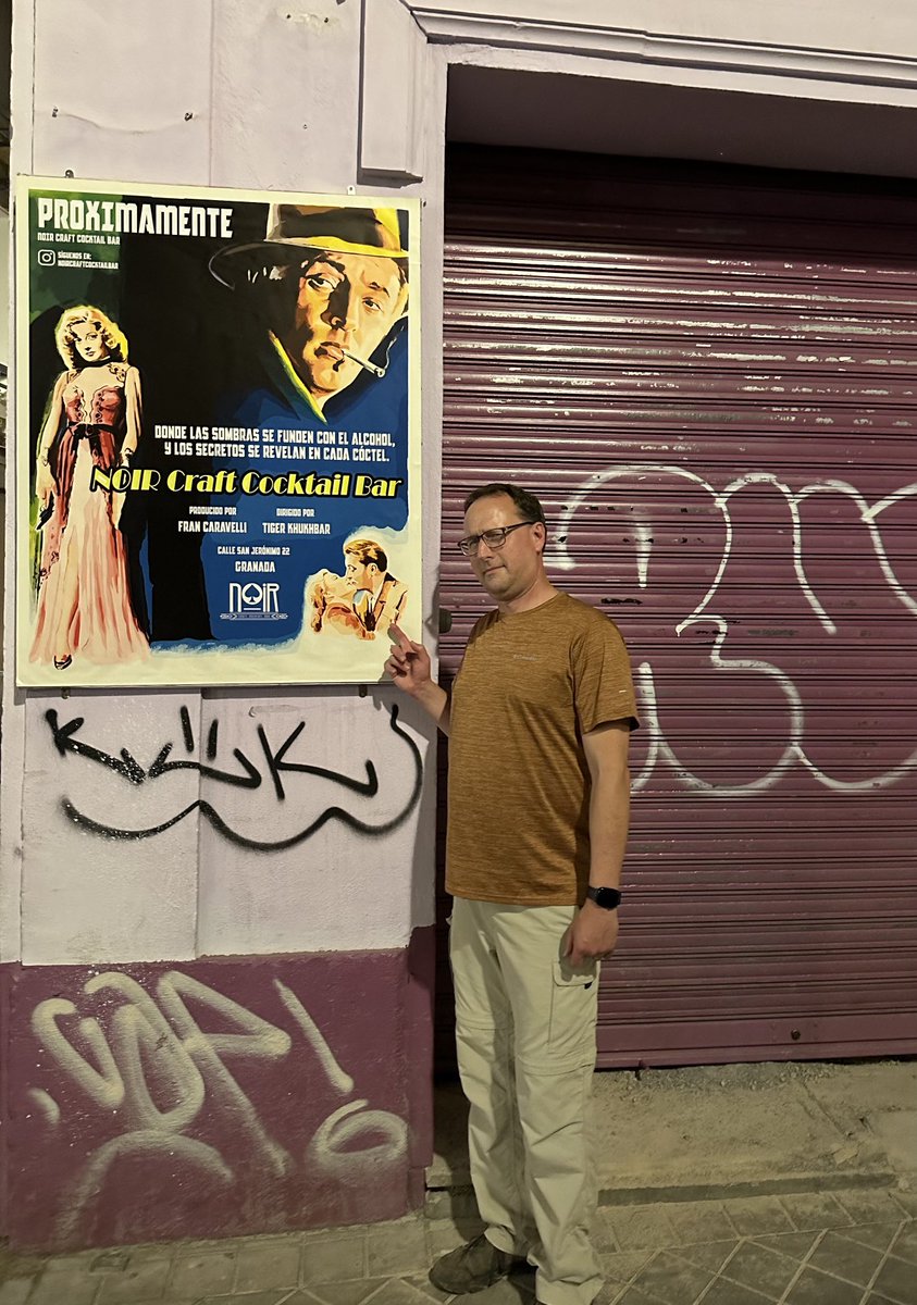 CarlisleChamber's tweet photo. ⁦@noirfoundation⁩ I’d like to report a crime! While visiting Granada, Spain I was initially excited to see a poster for one of my favorites then disappointed to see it had been repurposed for a cocktail bar! What gives? https://t.co/4KEEW5DASU