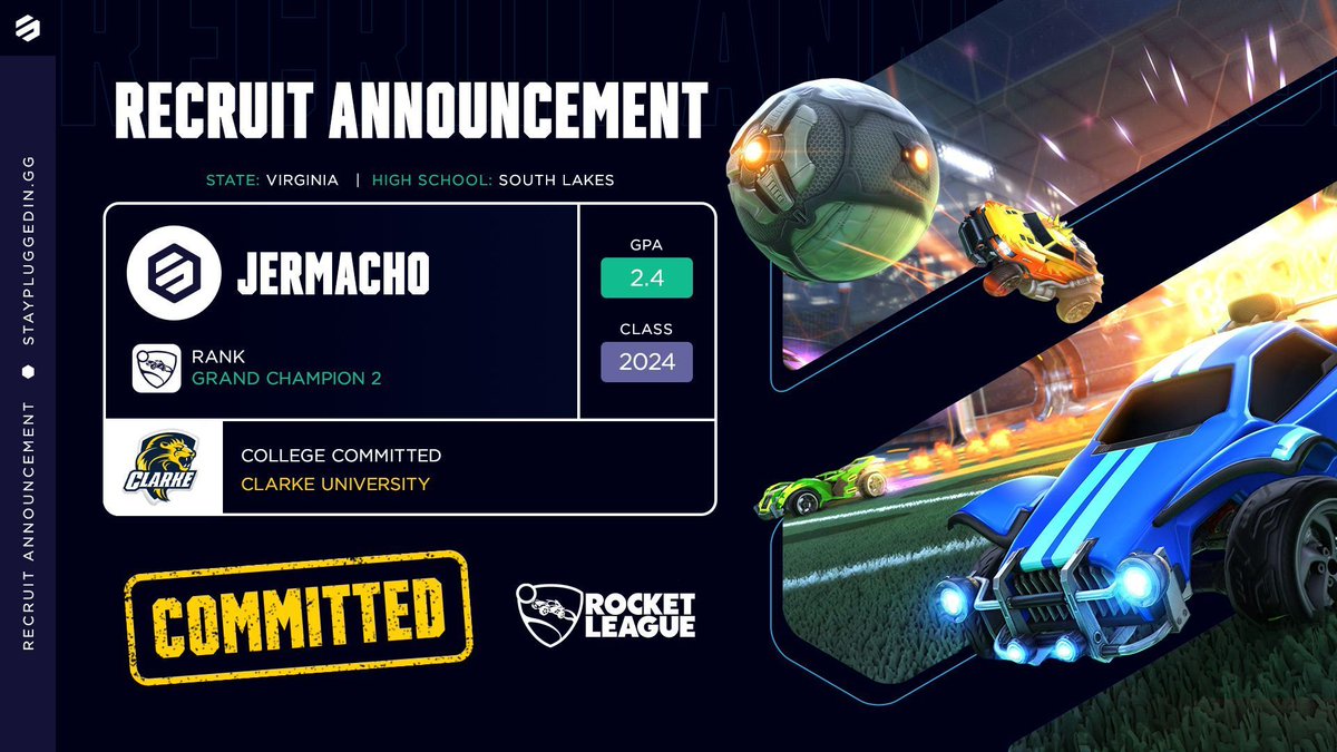 Another one joins the Pride! 

Jermacho has officially committed to <a href="/Clarke_Esports/">Clarke Pride Esports</a> for Rocket League in Fall 2024! 🎓

#ClarkePride 🦁